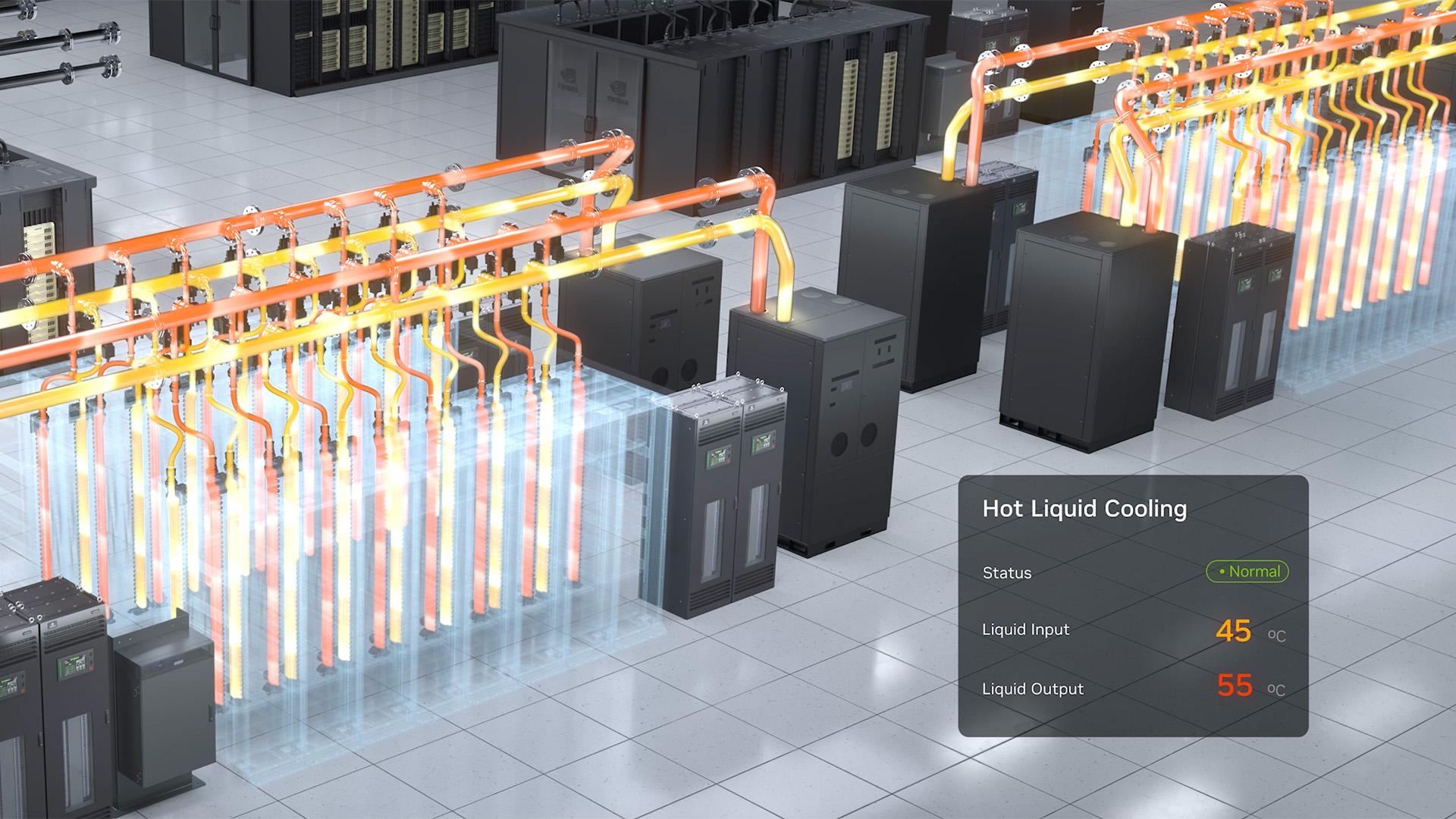NVIDIA atinge resfriamento 100% líquido a 45°C e elimina consumo de água em data centers de IA