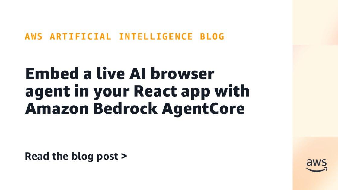 Como incorporar um agente de IA ao vivo no navegador em apps React com Amazon Bedrock AgentCore