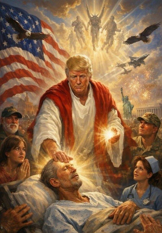 Donald Trump intensifica publicações de fan art gerada por IA com imagens que o associam a Jesus Cristo