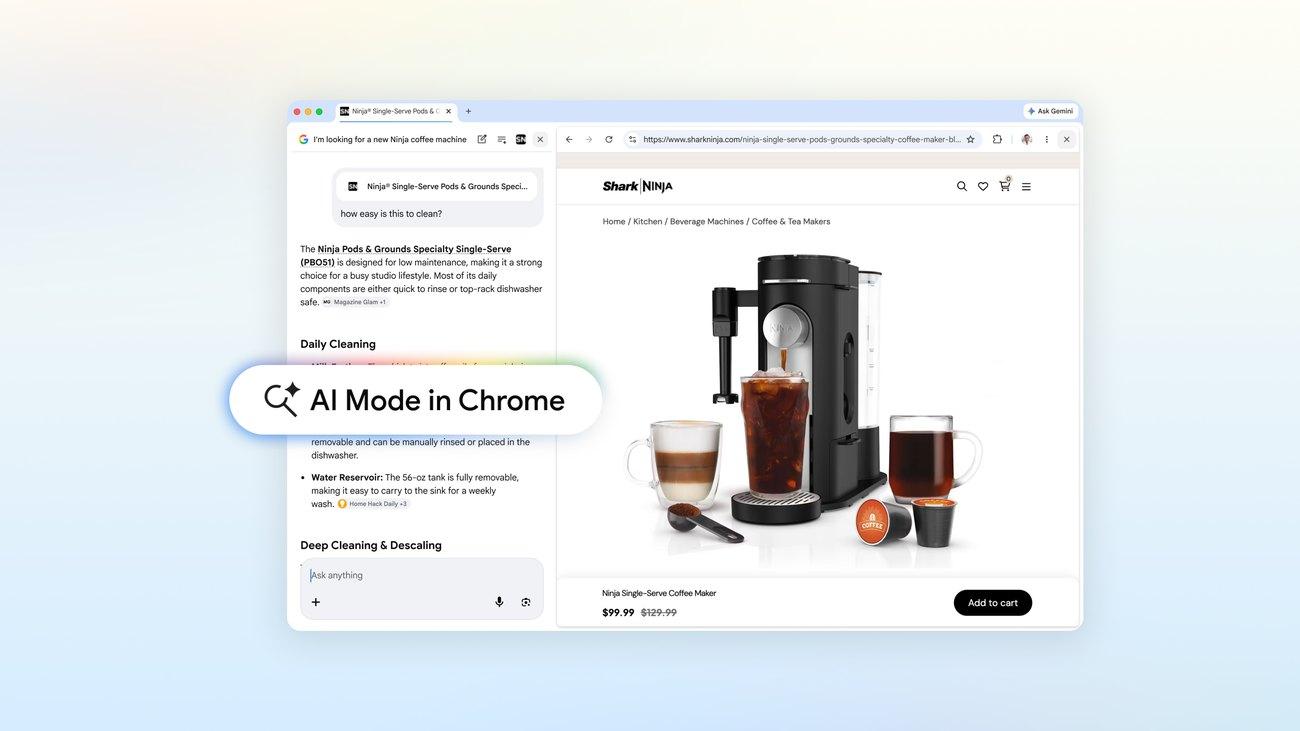 Google lança AI Mode no Chrome para navegação integrada e mais produtiva