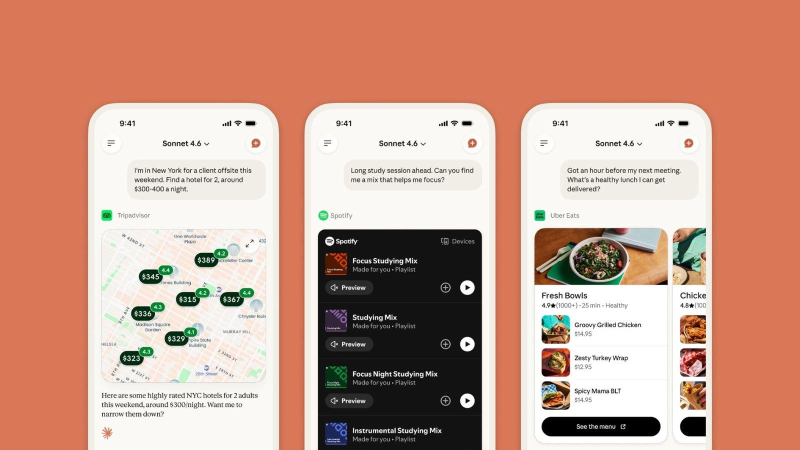 Claude da Anthropic amplia integração com apps pessoais como Spotify, Uber Eats e TurboTax