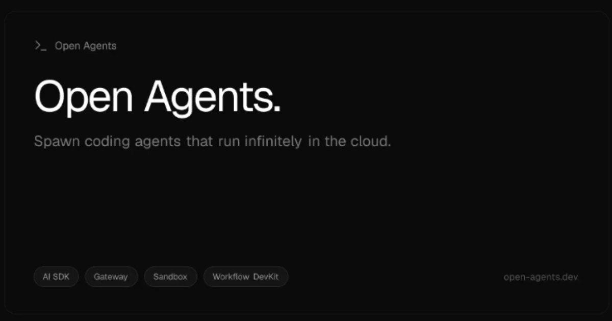 Vercel lança Open Agents: plataforma open-source para agentes de codificação em background