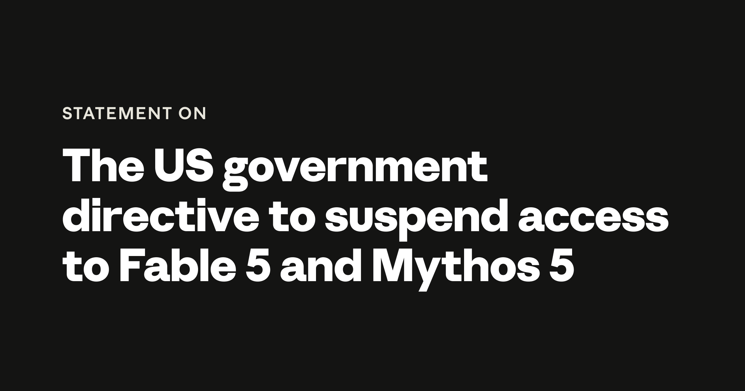 Governo dos EUA ordena suspensão dos modelos Fable 5 e Mythos 5 da Anthropic