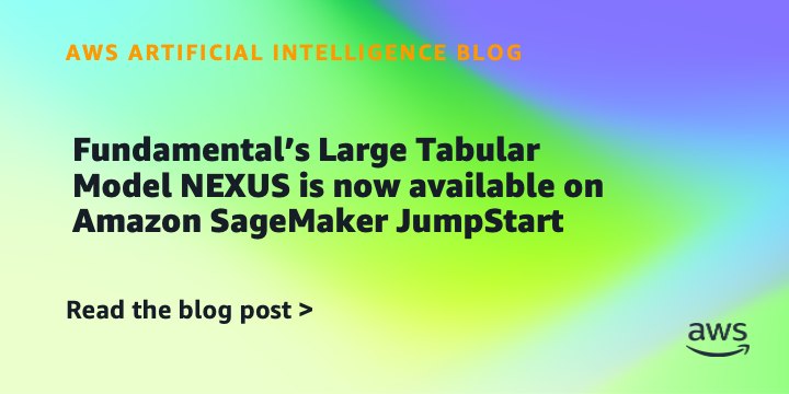 Modelo NEXUS para dados tabulares agora disponível no Amazon SageMaker JumpStart